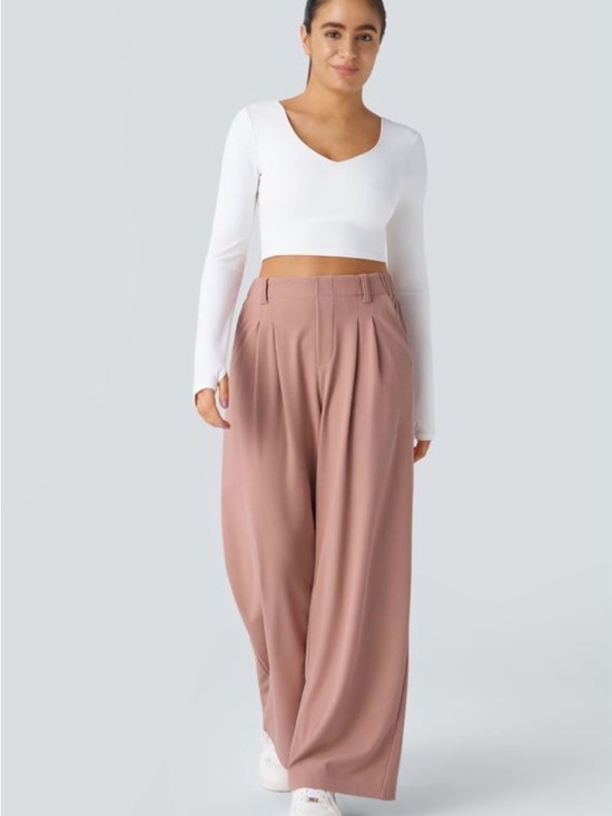 HALARA Pants - Halara Flex™ High Waisted Pocket Wide Leg Waffle Work Pants NWT M Office Casual